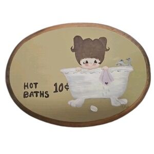 Adorable Handpainted Bathroom Plaque Farmhouse Rustic